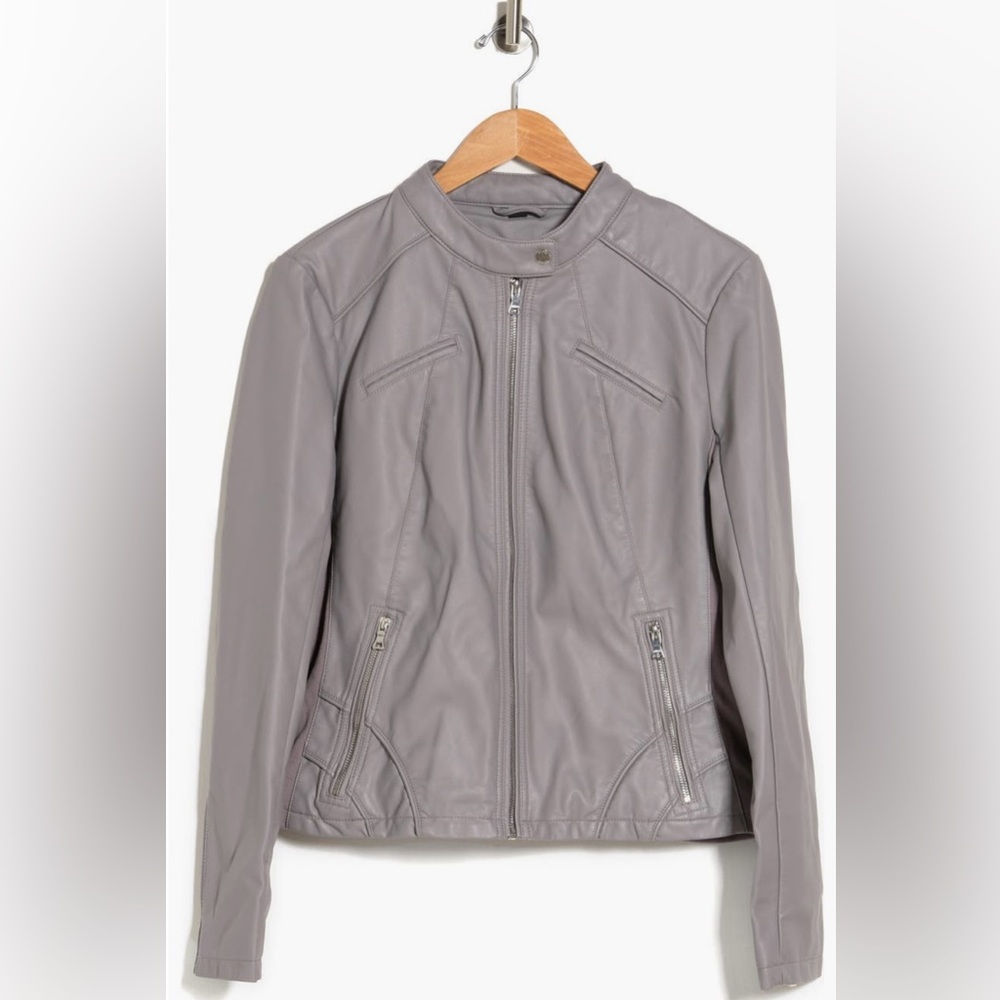 GUESS Faux Leather Racer Jacket